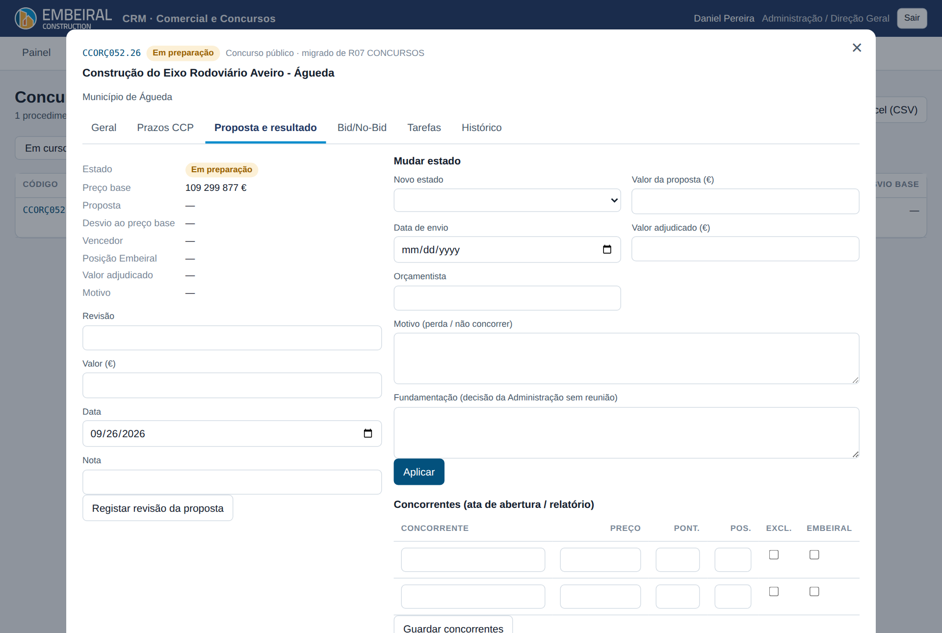 Ficha — Proposta e resultado